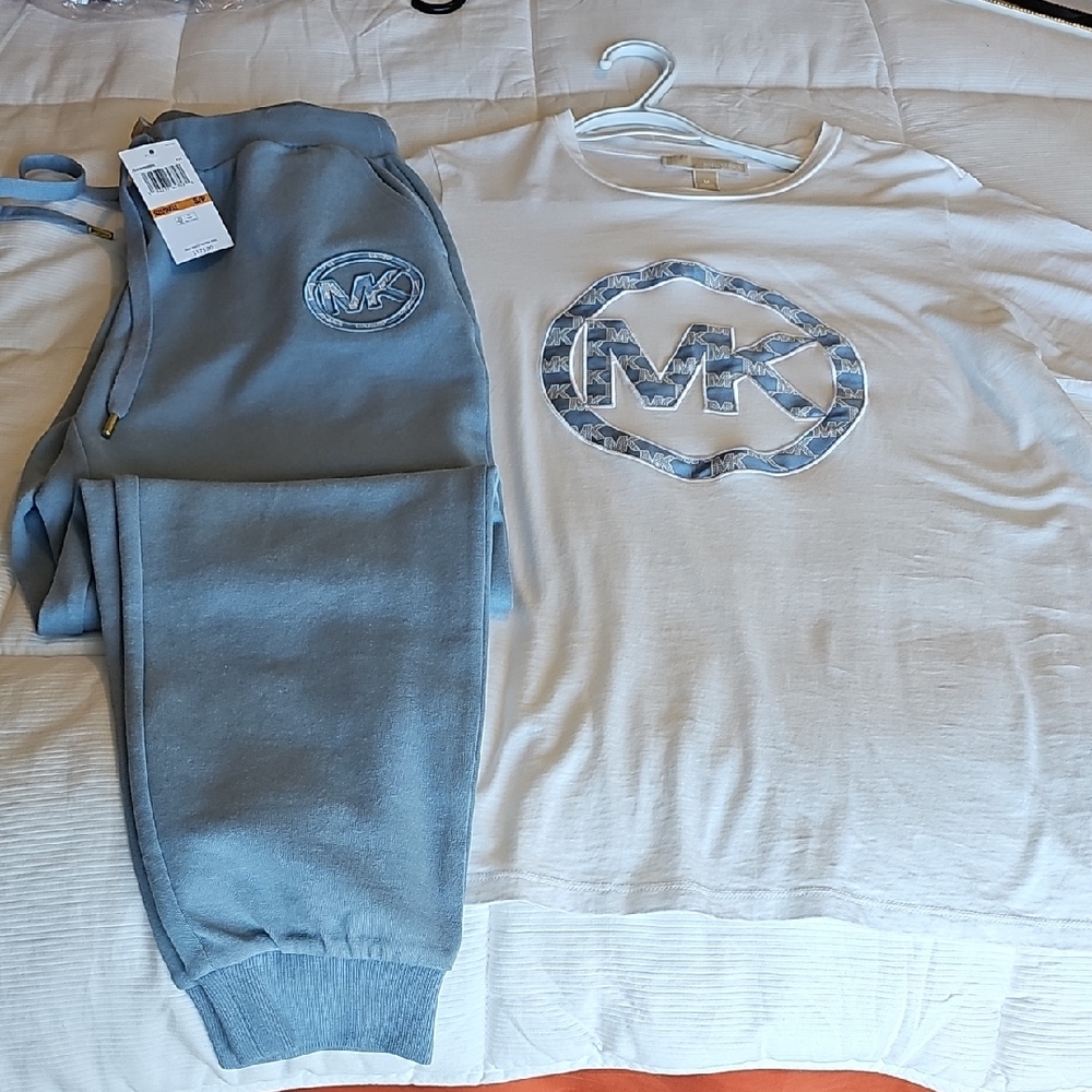 Michael Kors Women Light Blue Sweatpants And Tshirt SET